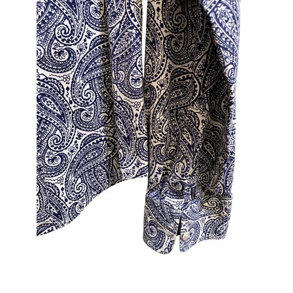 Talbots Shirt Women Size 8 Blue White Paisley Button Front Blouse - Picture 4 of 9